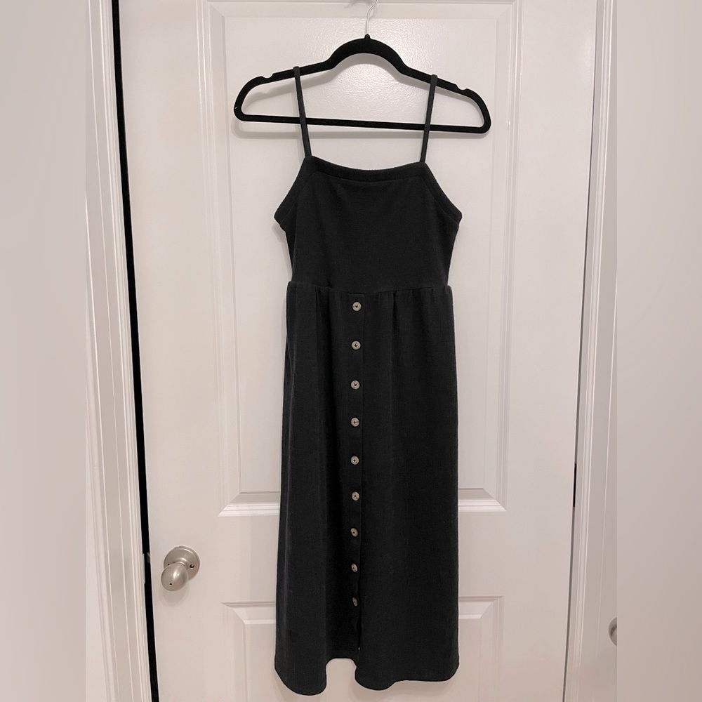 Madewell woven black dress with buttons